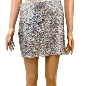 Fashion Nova XL multi color holographic sequin mini skirt SK 2864